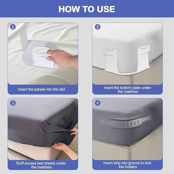 Bed Sheet Holder Corner Straps, Lock Sheet Holders Set of 04 Nos.