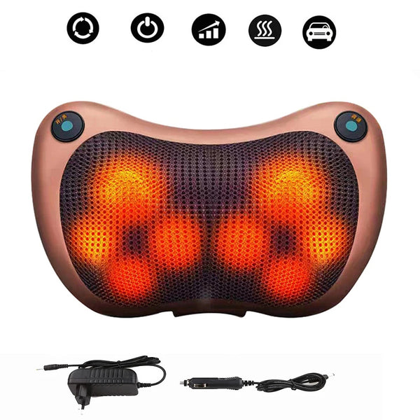 Back and Neck Massager - 3D Kneading Deep Tissue Massage Pillow with Heat for Muscle Pain Relief, Chairs and Cars