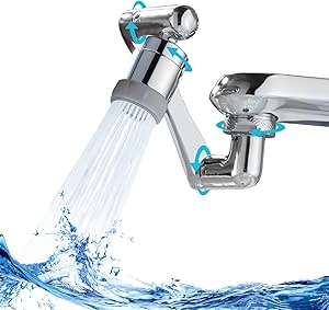 Faucet Extender Rotating Splash Sink Aerator, 360° Swivel 1080° With ABS Material